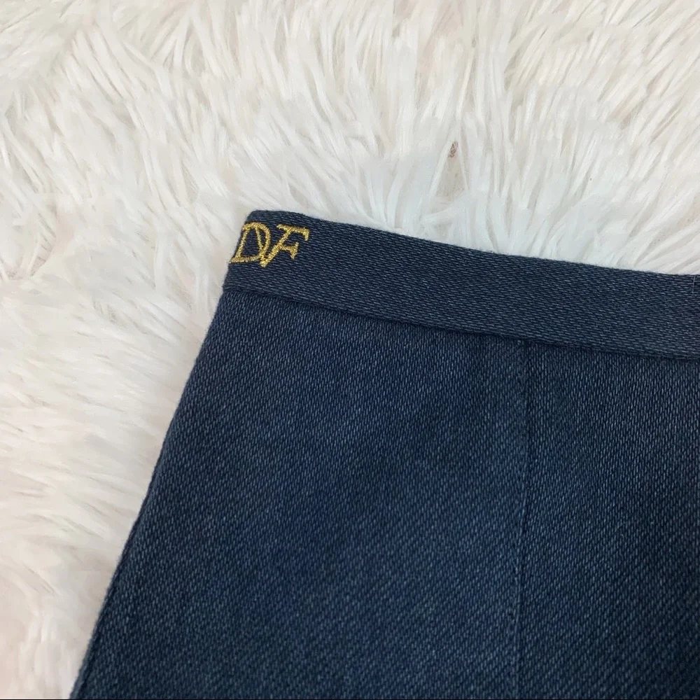 Diane Von Ferstenberg‎ ruffle embellishment denim mini skirt embroidered logo